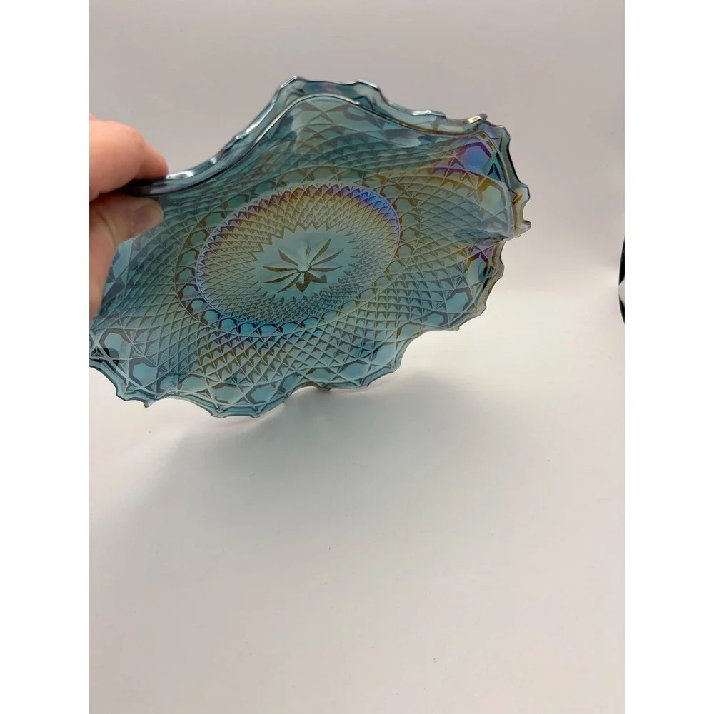 Vintage Blue Carnival Glass 10